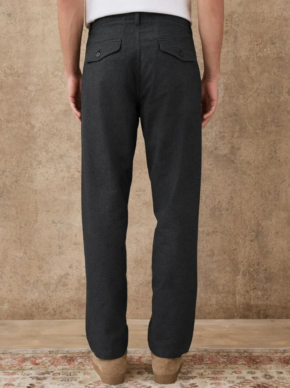 Next Regular Tapered Fit Heritage Cotton Rich Trousers Dark Grey Clearance