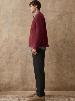 Next Regular Tapered Fit Heritage Cotton Rich Trousers Dark Grey Clearance