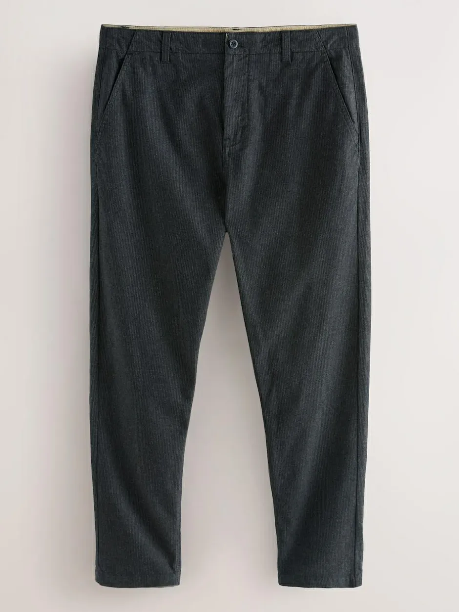 Next Regular Tapered Fit Heritage Cotton Rich Trousers Dark Grey Clearance