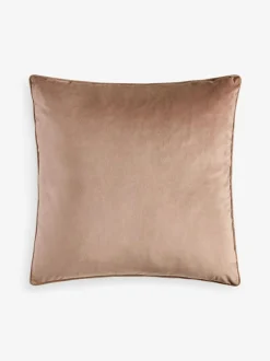 Next Dark Natural 59 x 59cm Matte Velvet Cushion Outlet