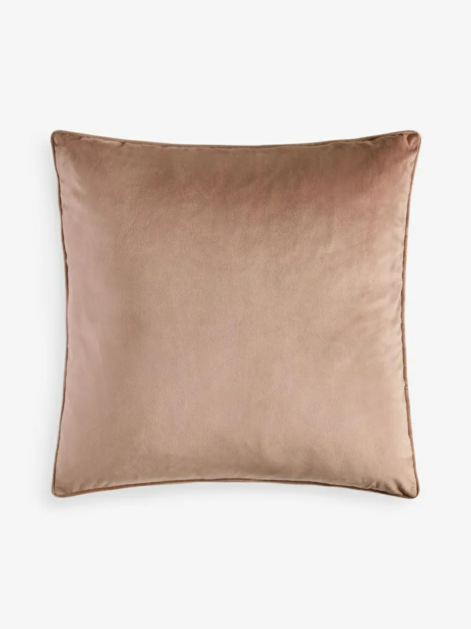 Next Dark Natural 59 x 59cm Matte Velvet Cushion Outlet