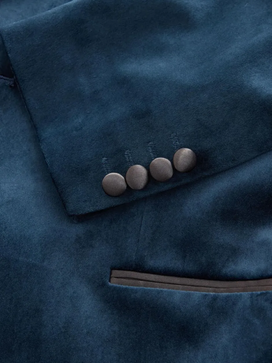 Next Regular Fit Velvet Blazer Dark Navy Blue Online