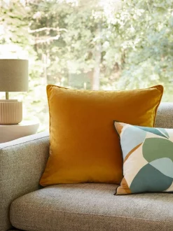 Next Dark Ochre Yellow 59 x 59cm Matte Velvet Cushion New