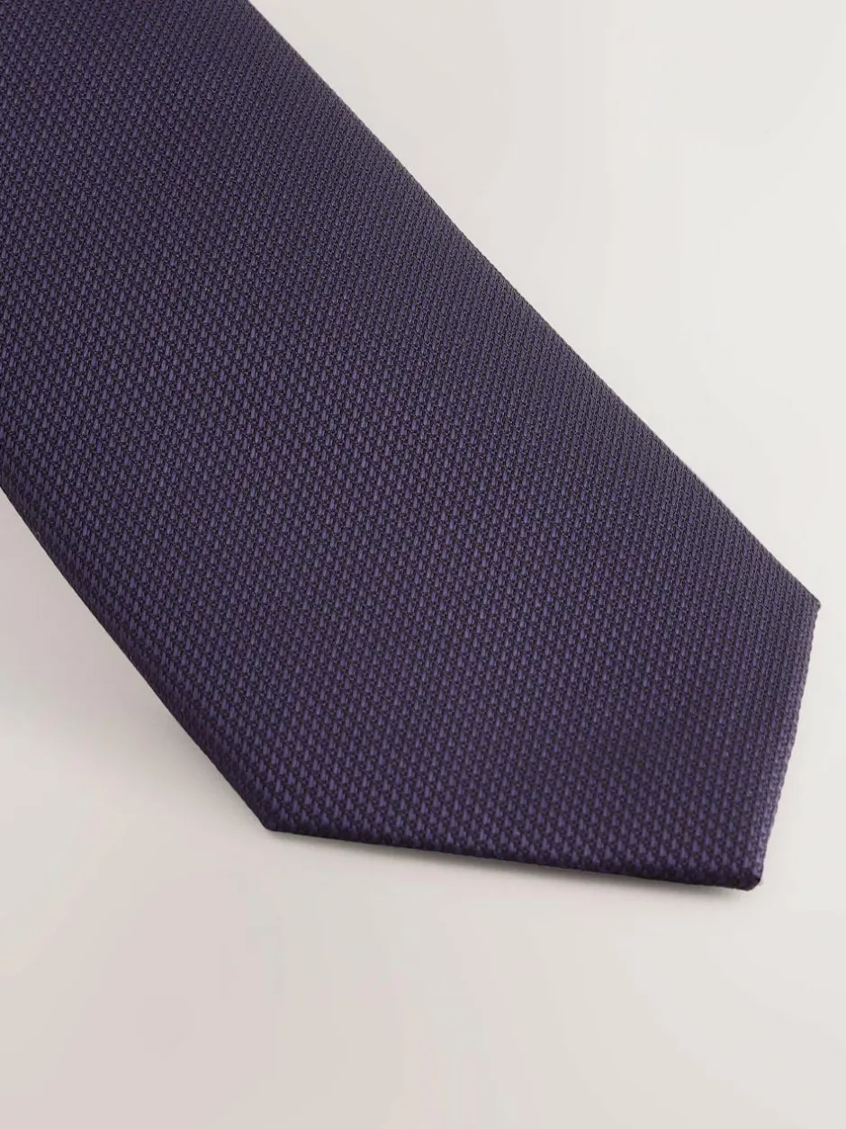 Next Dark Purple Slim Textured Tie New