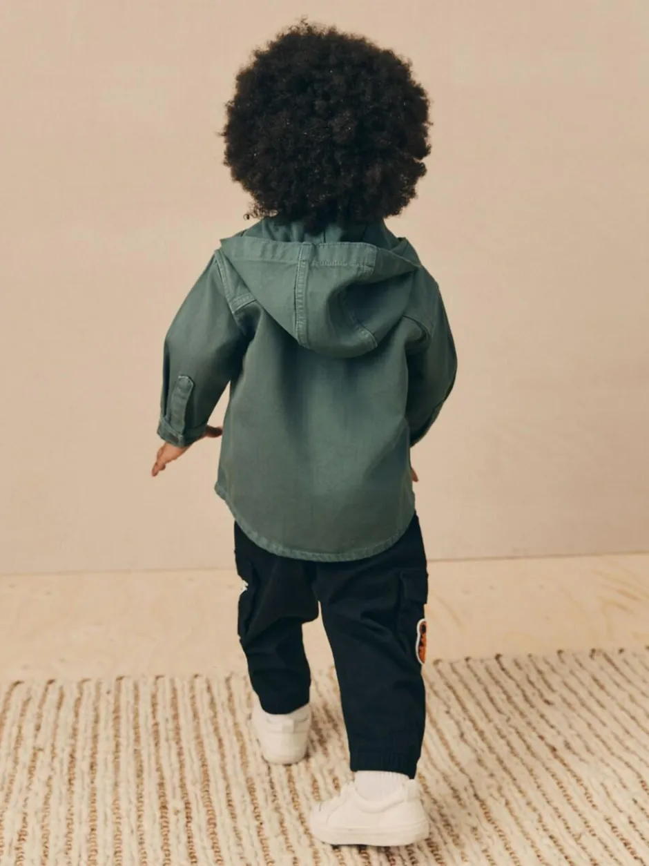 Next Twill Hooded Overshirt and T-Shirt Set (3mths-7yrs) Dark Teal Blue Discount