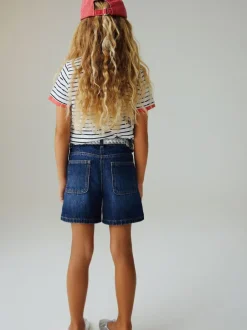 Next Relaxed Denim Pleated Shorts (3-16yrs) Dark Wash Outlet