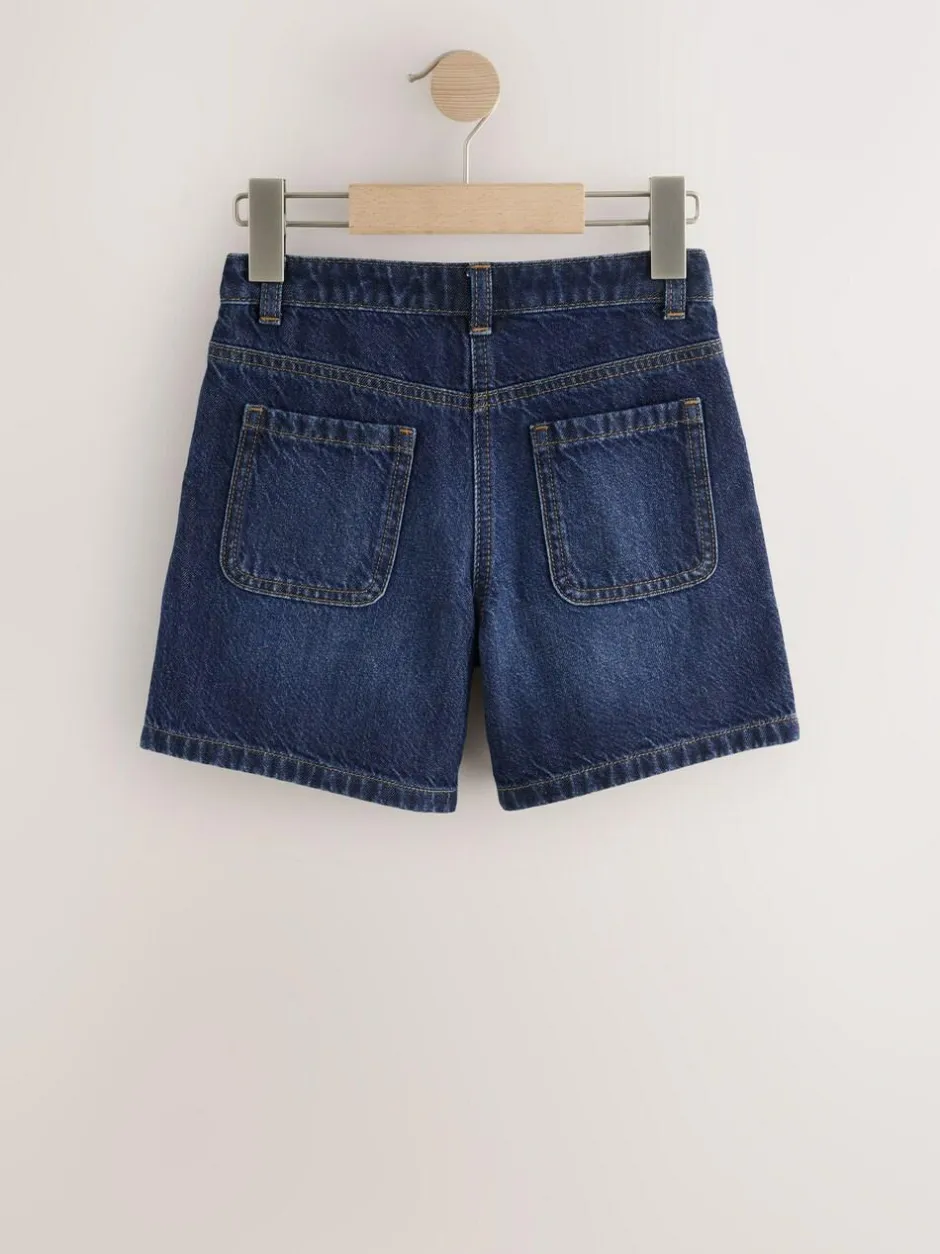 Next Relaxed Denim Pleated Shorts (3-16yrs) Dark Wash Outlet