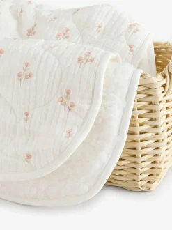 Next Baby Fleece Blanket Delicate Floral Muslin Clearance