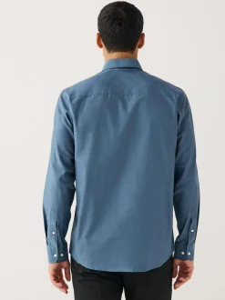 Next Denim Blue Regular Fit Button Down Easy Iron Oxford Shirt Discount