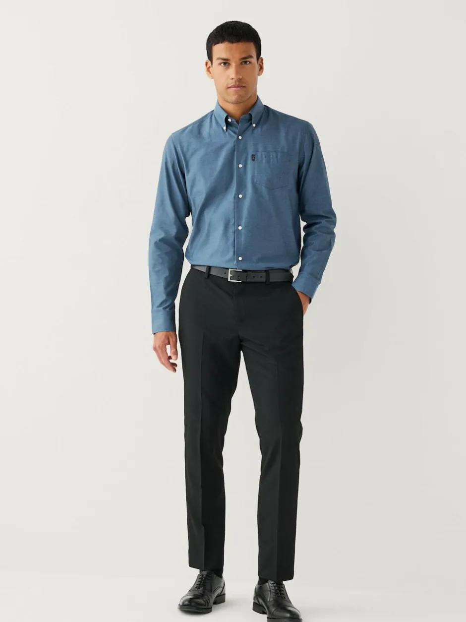 Next Denim Blue Regular Fit Button Down Easy Iron Oxford Shirt Discount