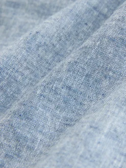 Next Short Sleeve Linen Blend Shirt (3-16yrs) Denim Blue New