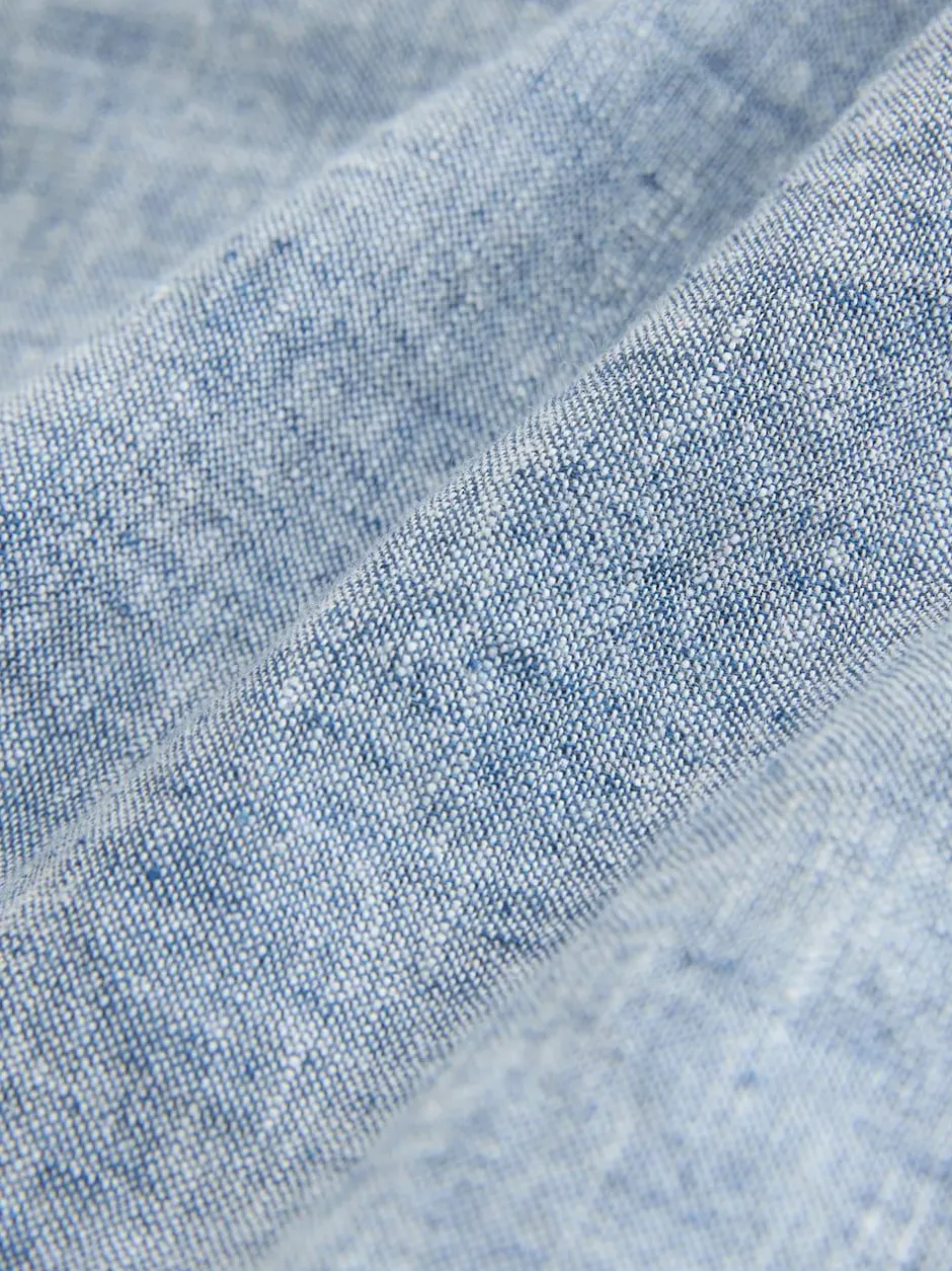 Next Short Sleeve Linen Blend Shirt (3-16yrs) Denim Blue New