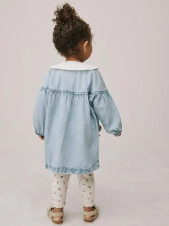 Next Denim Character Shirt Dress And Leggings Set (3mths-8yrs) Outlet