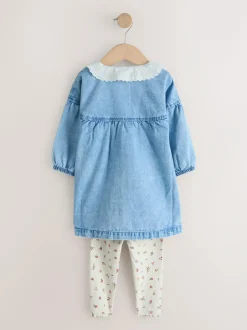 Next Denim Character Shirt Dress And Leggings Set (3mths-8yrs) Outlet