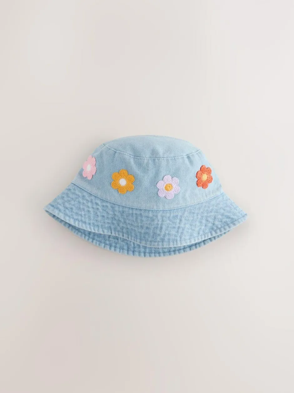 Next Denim Crochet Flower Bucket Hat (3mths-10yrs) Hot
