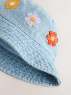 Next Denim Crochet Flower Bucket Hat (3mths-10yrs) Hot