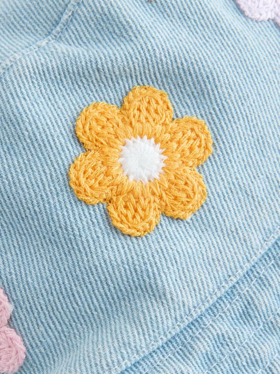Next Denim Crochet Flower Bucket Hat (3mths-10yrs) Hot