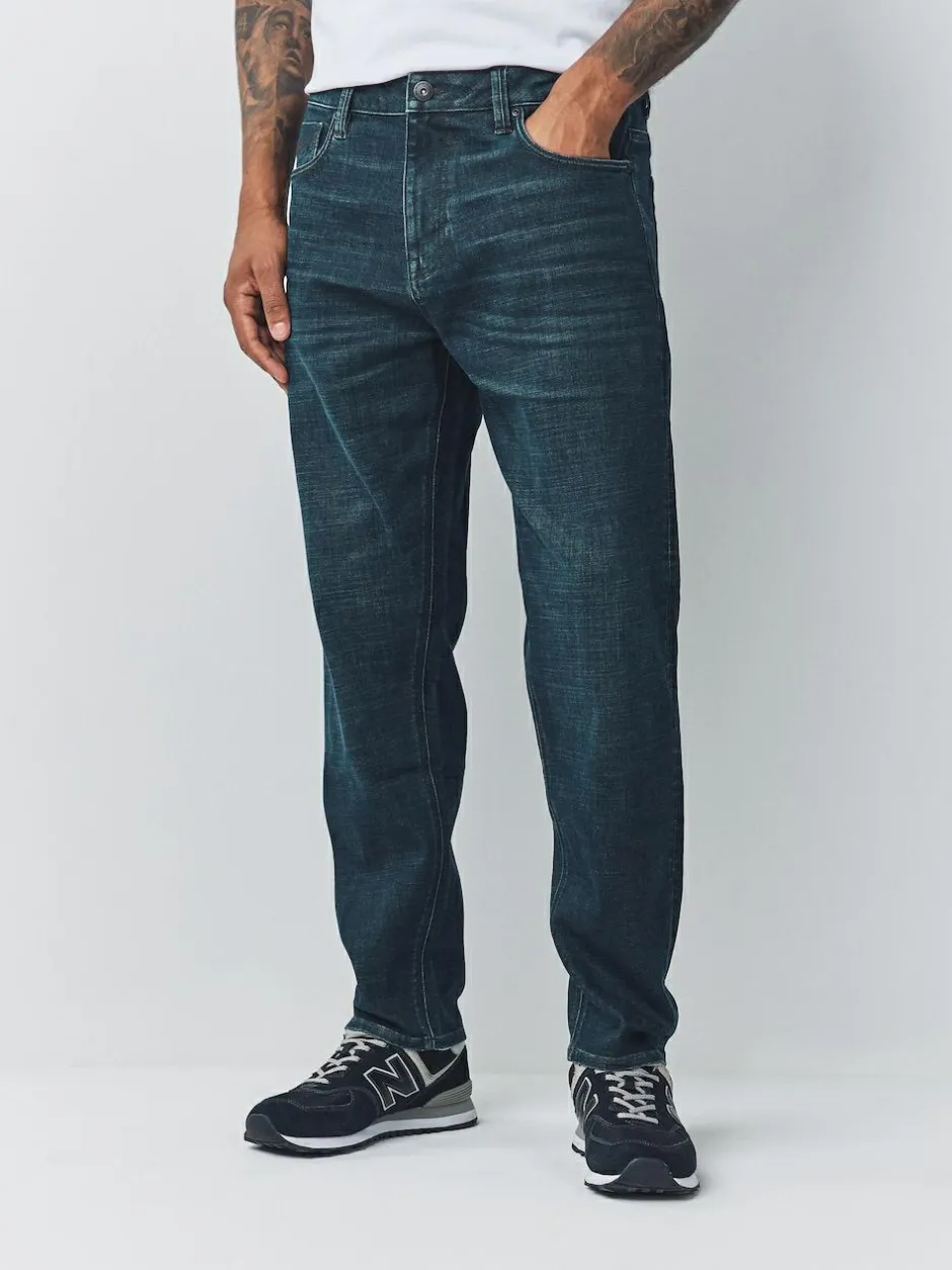Next Denim Dark Blue Regular Tapered Fit Motionflex Jeans Online