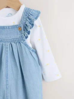 Next Dungarees and Long Sleeve Bodysuit Set 2 Piece (0mths-3yrs) Denim New