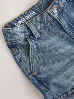 Next Denim Tint Superwide Denim Cargo Jeans (3-16yrs) New