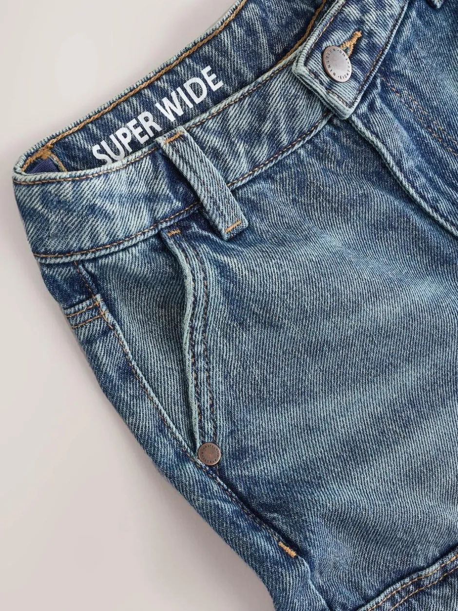 Next Denim Tint Superwide Denim Cargo Jeans (3-16yrs) New