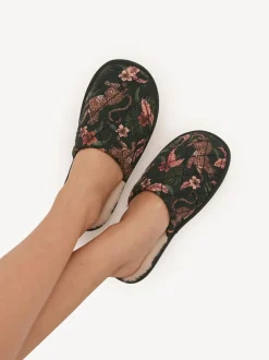 Desmond & Dempsey Soleia Navy Wool Slippers Clearance