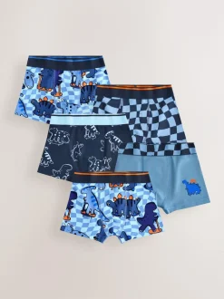 Next Junior Character Trunks 5 Pack (1.5-16yrs) Dino Checkerboard Hot