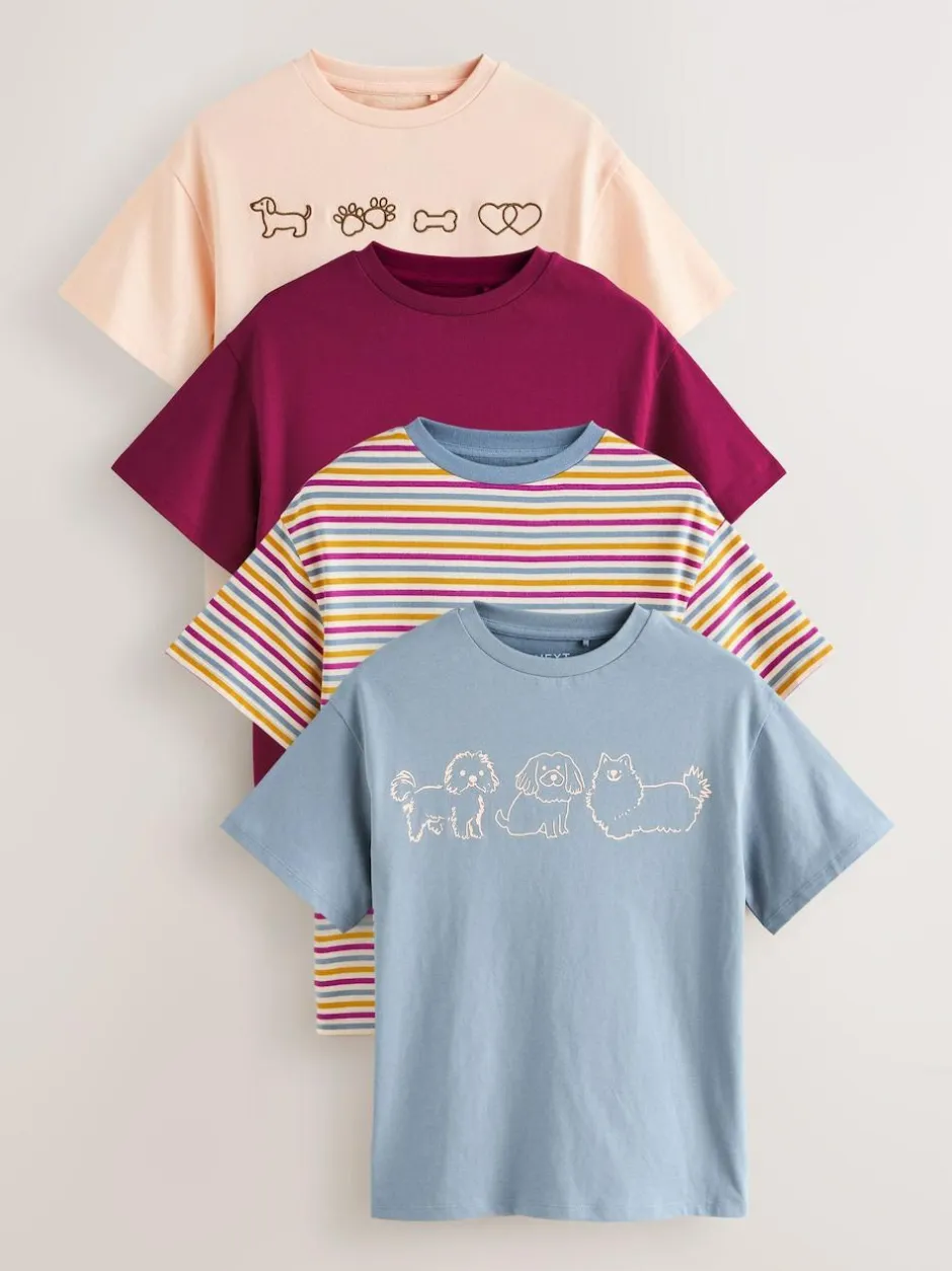 Next Dog Graphic Oversized T-Shirts 4 Pack (3-16yrs)