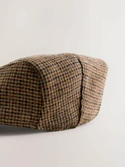 Next Dogtooth Brown Flat Cap Hot