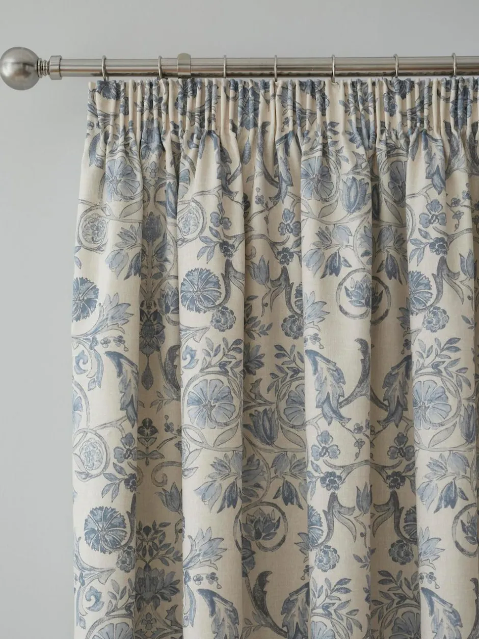 Dreams & Drapes Blue Averie Pencil Pleat Curtains Outlet