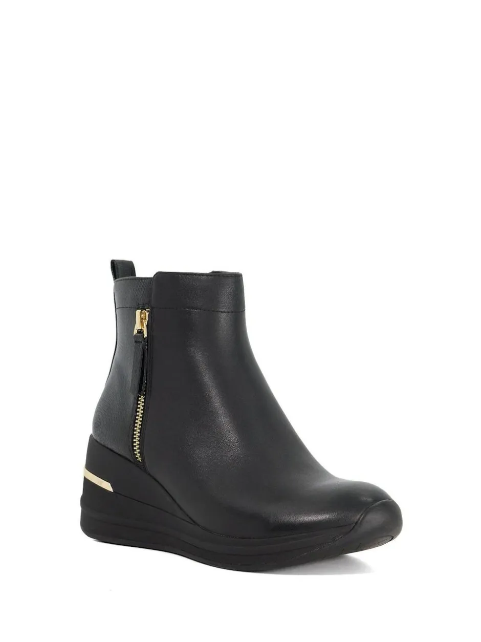 Dune London Black Everyone Side Zip Wedge Sport Trainers Discount