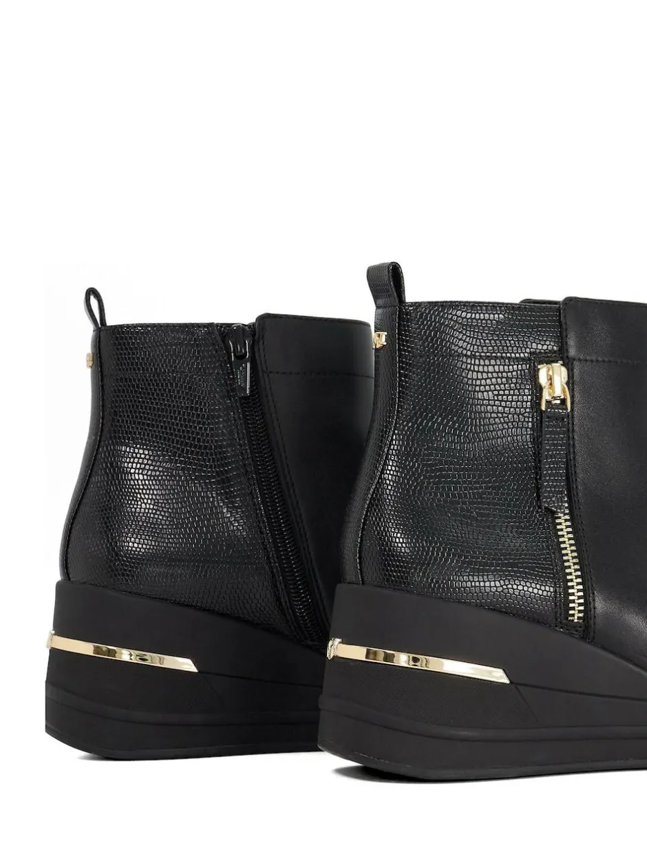 Dune London Black Everyone Side Zip Wedge Sport Trainers Discount