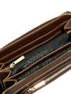 Dune London Kelbey Zip Around Long Purse Brown Chrome Discount