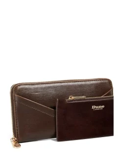Dune London Kelbey Zip Around Long Purse Brown Chrome Discount