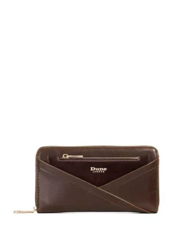 Dune London Kelbey Zip Around Long Purse Brown Chrome Discount