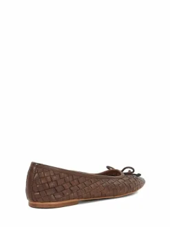 Dune London Brown Heat Woven Ballerina Shoes New