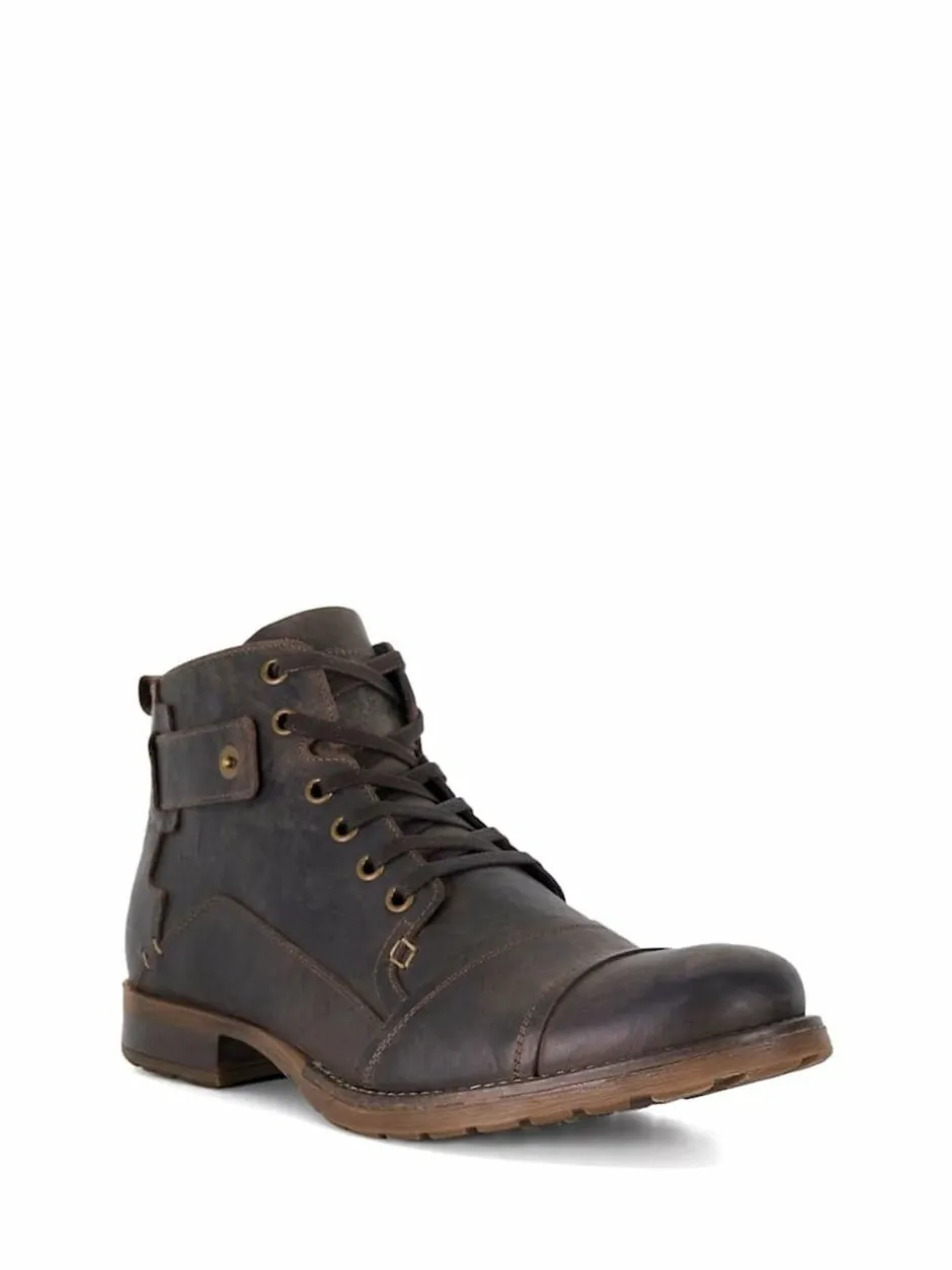 Dune London Standard Fit Heavy Duty Leather Simon Ankle Boots Light Brown Clearance