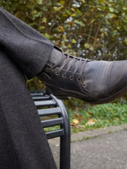 Dune London Standard Fit Heavy Duty Leather Simon Ankle Boots Light Brown Clearance