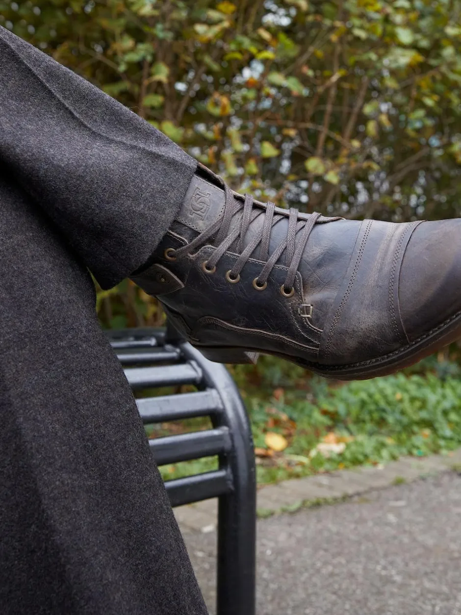 Dune London Standard Fit Heavy Duty Leather Simon Ankle Boots Light Brown Clearance