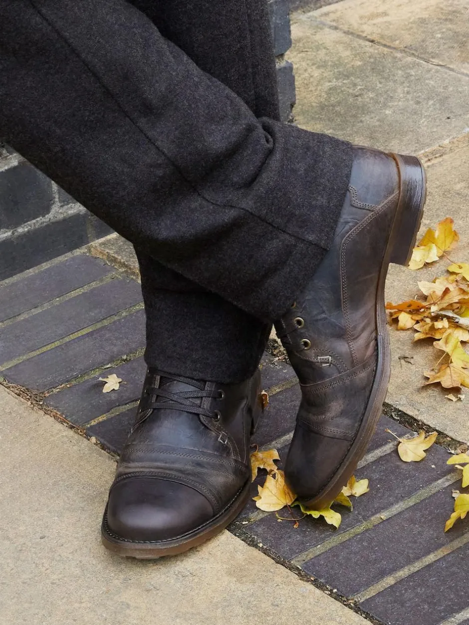 Dune London Standard Fit Heavy Duty Leather Simon Ankle Boots Light Brown Clearance