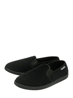 Dunlop Mens Twin Gusset Full Slippers Black Sale