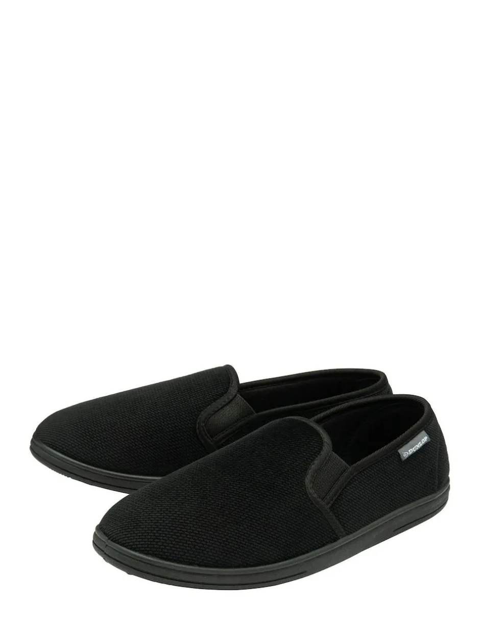 Dunlop Mens Twin Gusset Full Slippers Black Sale