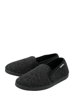 Dunlop Mens Twin Gusset Slippers Black New