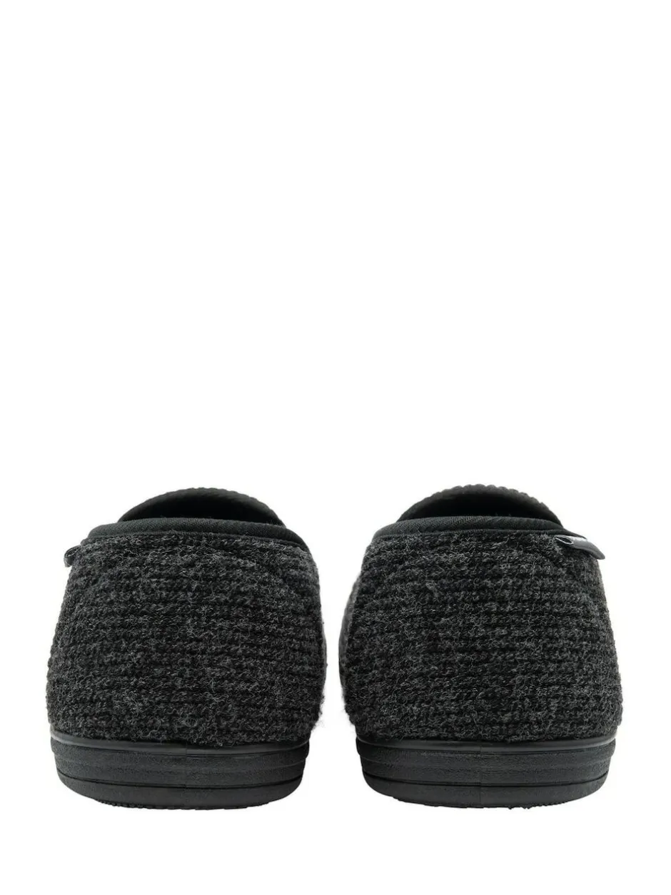 Dunlop Mens Twin Gusset Slippers Black New