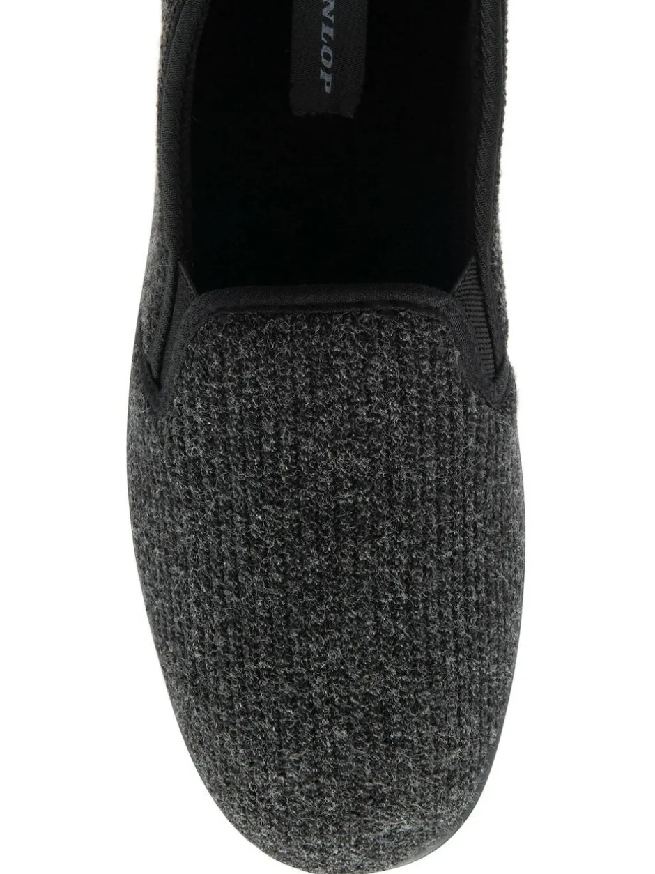 Dunlop Mens Twin Gusset Slippers Black New