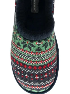 Dunlop Mens Fairisle Pattern Warm Lined Slipper Mules Green Best