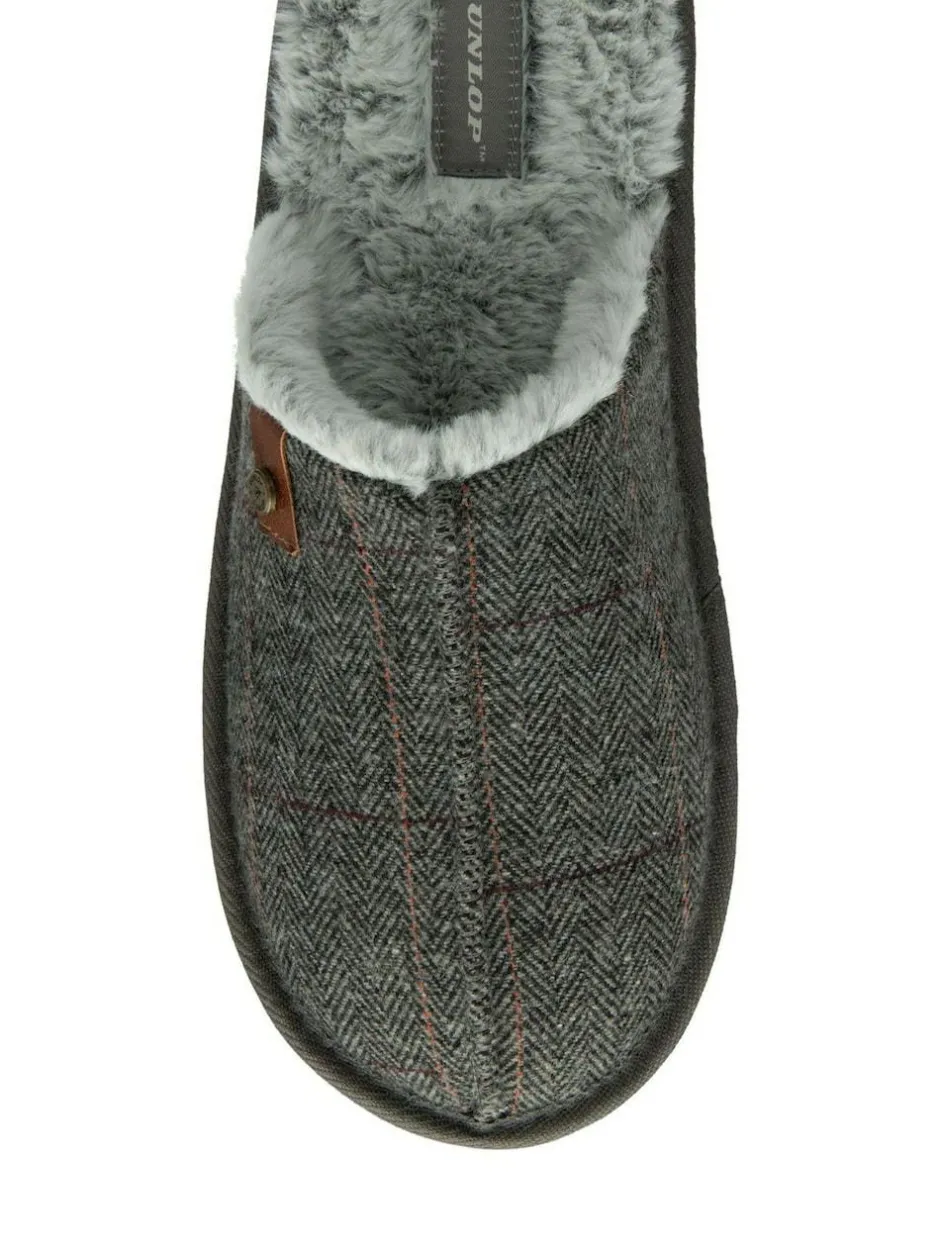 Dunlop Closed Toe Mens Mule Slippers Grey Online