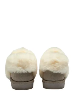 Dunlop Faux Suede Collar Full Slippers Grey Best