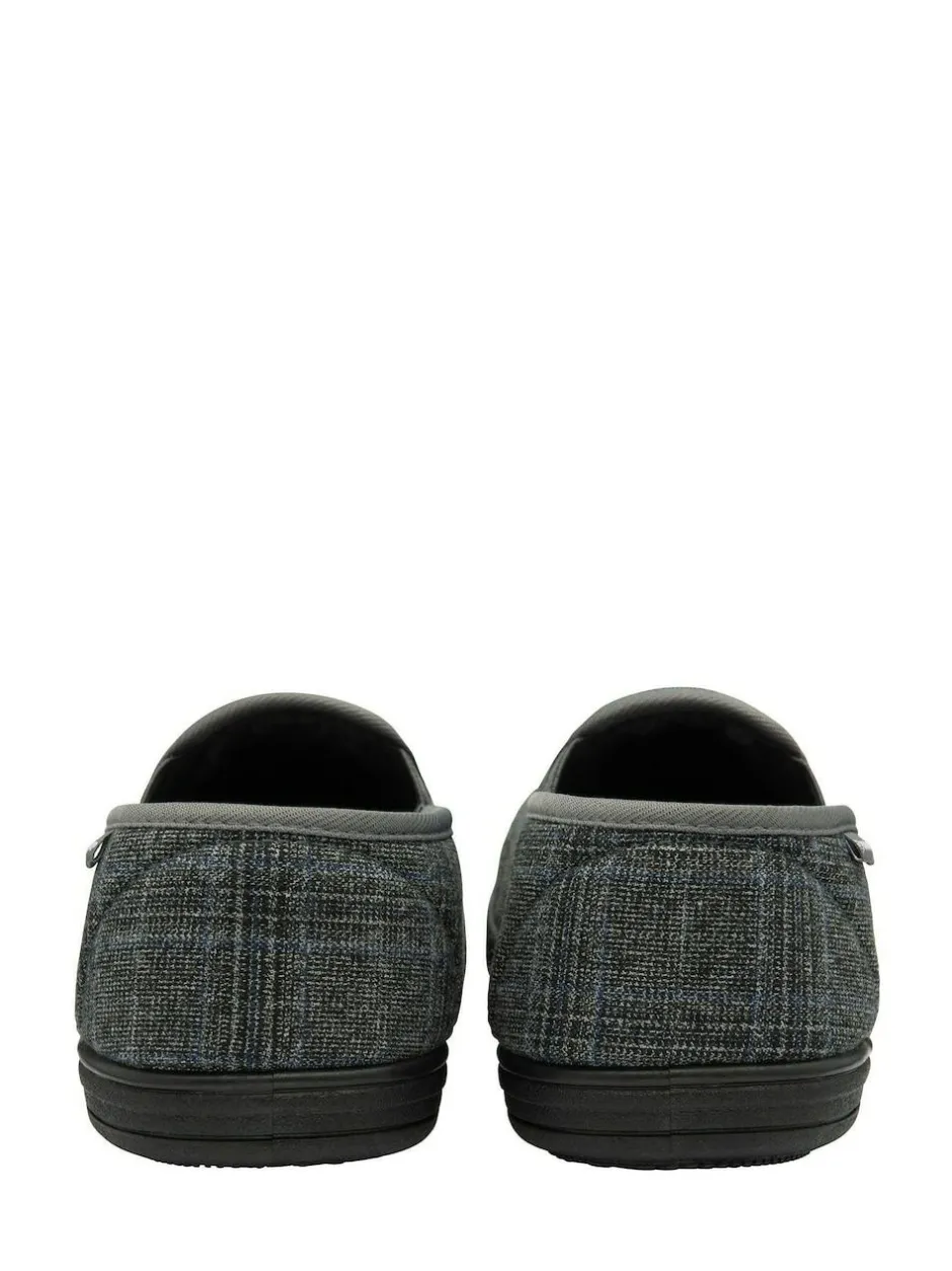 Dunlop Mens Twin Gusset Full Slippers Grey Outlet