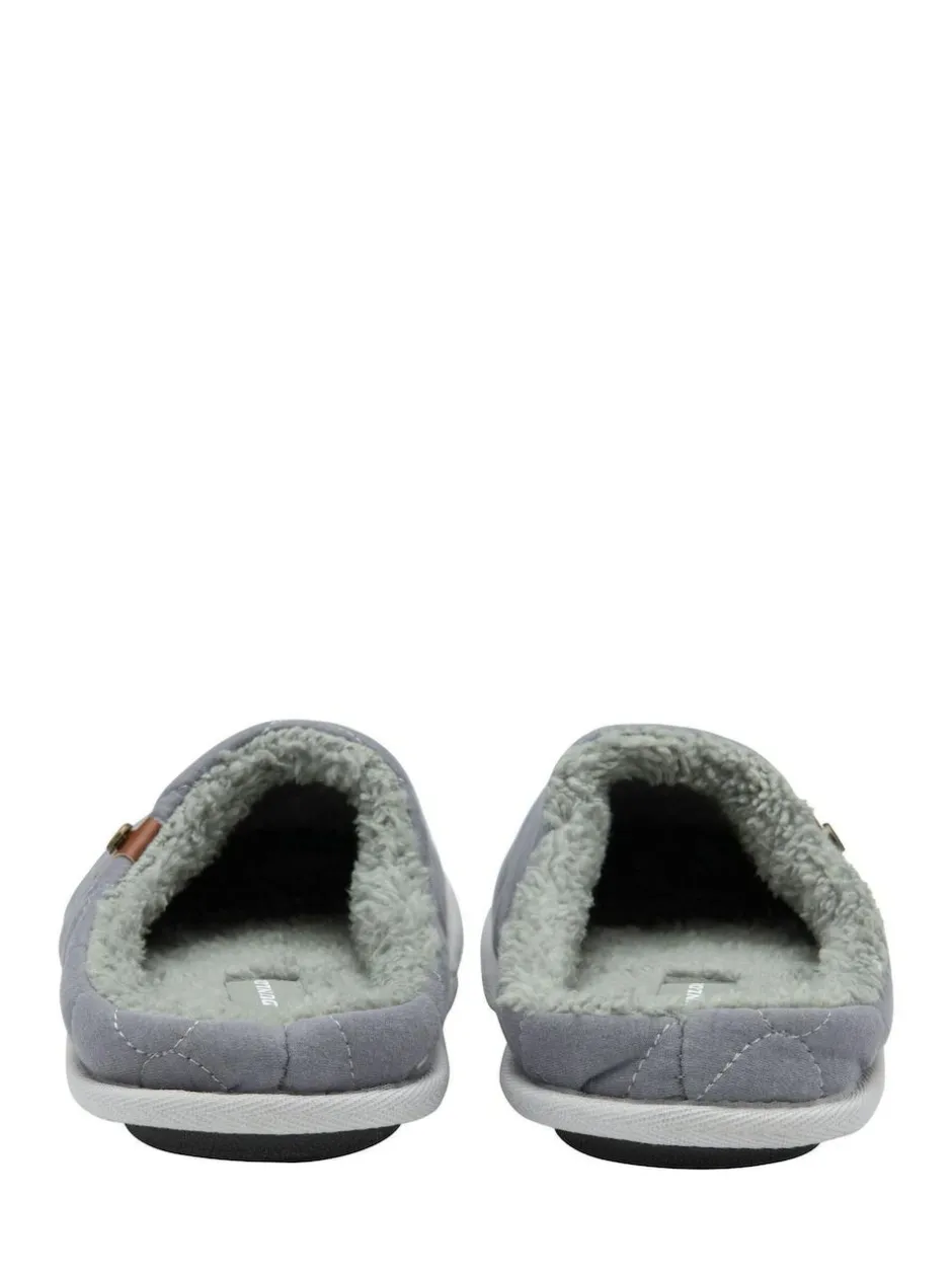 Dunlop Mens Quilted Mule Slippers Light Grey